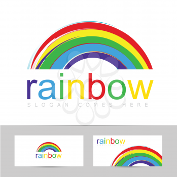 Logo vector template of a rainbow colored brush stroke