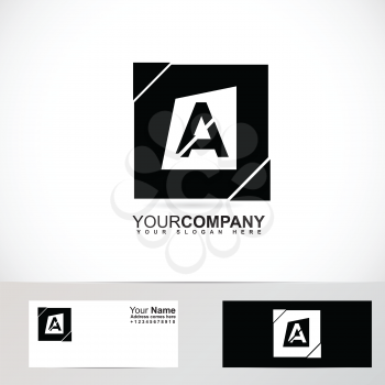 Vector company logo element template of alphabet letter A black and white