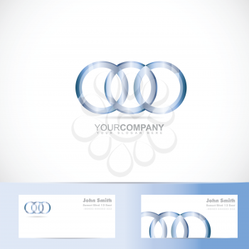 Vector logo template of metal circle rings joined 