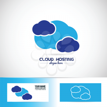Vector company logo element template blue cloud for hosting and internet