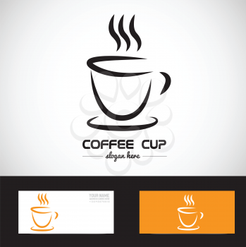 Vector company logo element template of hot stylized cup of coffe