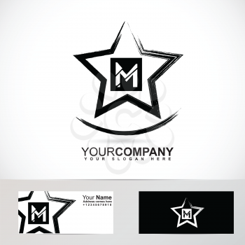 Vector company logo element template of grunge star letter M alphabet