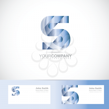 Vector logo template of alphabet letter s 3d with business card