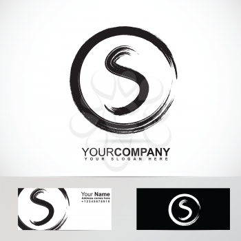 Vector company logo element template of grunge letter S circle 3d looking