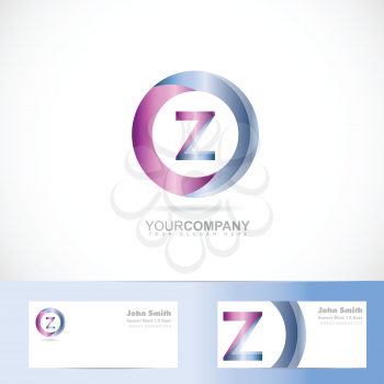 Vector logo template of alphabet letter zA 3d circle with business card