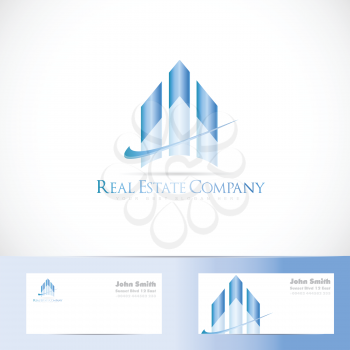 Vector logo template of blue real estate 3d shape design