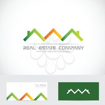 Vector company logo icon element template rooftops house real estate simple concept