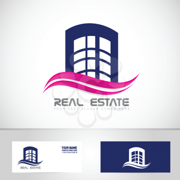Vector company logo element template real estate pink blue building