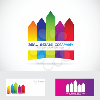 Vector company logo icon element template real estate colors residential skyscraper city