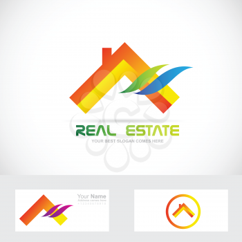 Vector company logo icon element template house real estate orange roof
