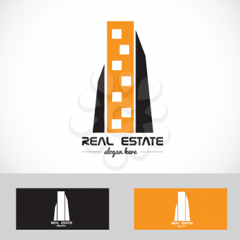 Vector company logo element template real estate orange black building skyscraper 
