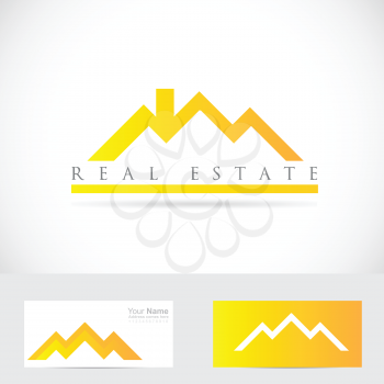 Vector company logo icon element template real estate yellow shape 