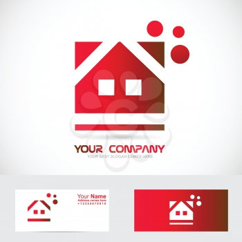 Vector company logo icon element template of red house for real estate