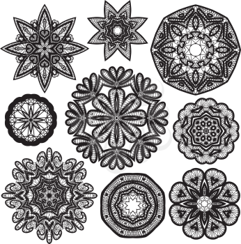 Set of Abstract circle lace patterns.
