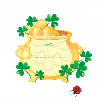 St. Patrick's design - frame is made of  gold pot with gold coins and shamrock.