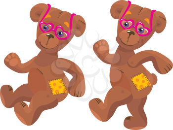 A happy cartoon teddy bear with pink heart sun glasses