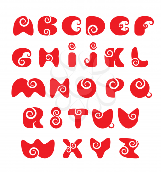 ABC - english alphabet - red funny spiral cartoon letters