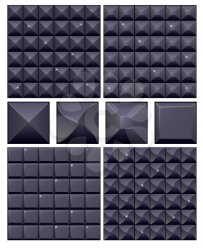 Set of 4 seamless black mosaic backgrounds