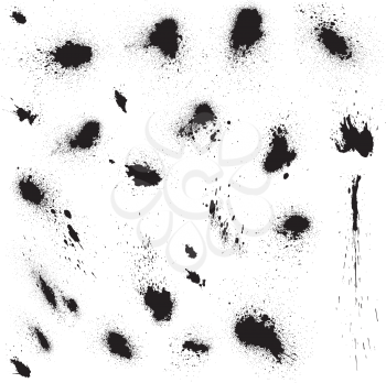 Set of black blots and ink splashes. Abstract elements for design in grunge style. 
