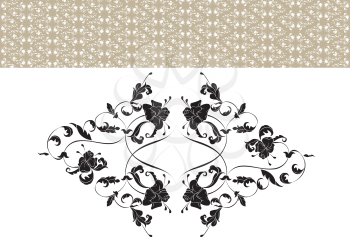Vintage ornate seamless pattern in rococo style and separate element in the enlarged view