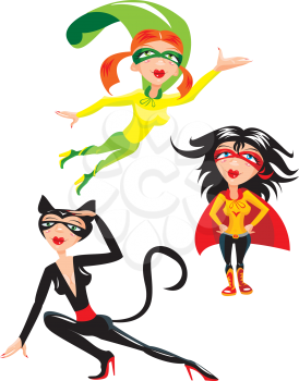 Set of funny cartoons Super hero Girls