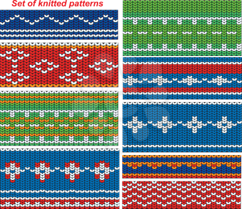Set of 9 knitted ornamental seamless patterns.