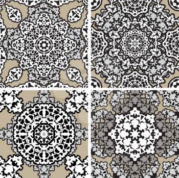 Set of squared backgrounds - ornamental seamless pattern. Design for bandanna, carpet, shawl, pillow or cushion