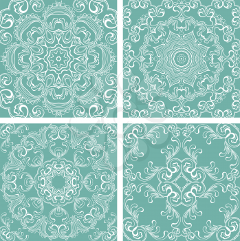 Set of squared backgrounds - ornamental seamless pattern. Design for bandanna, carpet, shawl, pillow or cushion. 