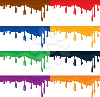 Set of seamless colorful paint splashes, isolated on white, abstract background.