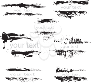 Set of black borders, isolated on white background, Design Abstract elements. Grunge texture. 