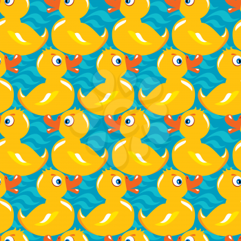 Seamless Pattern with yellow ducks, childish background