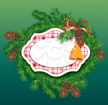 Christmas and New Year background - fir tree branches, pine cones and accessories - frame
