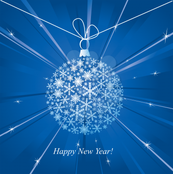 Happy New Year card with christmas ball.