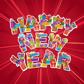 Abstract Happy New Year red background