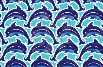 Seamless pattern with dolphins - ornamental background.