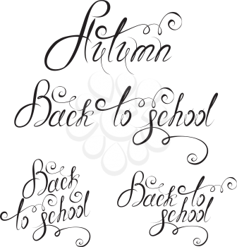 Back To School, Autumn. Typographical Background. Handmade calligraphy. 