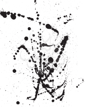 Abstract Background with black blots and ink splashes isolated on white. Element for design in grunge style. 