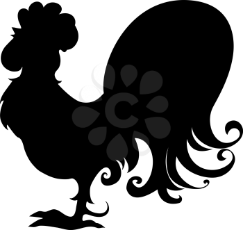Silhouette of stylized rooster, black isolated on white background. Symbol of 2017 new year.  Chinese calendar. 