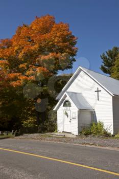 Old Country Church in Autumn Ontario Canada Bracebridge