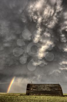Storm Clouds Saskatchewan rainbow in prairie Canada