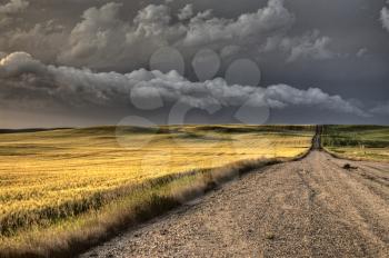 Storm Clouds Saskatchewan billowing clouds and gravel road