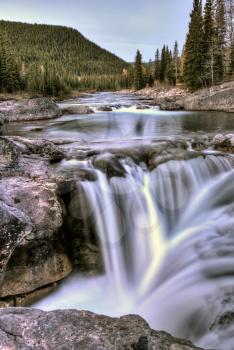 Bragg Creek Waterfall sunrise Alberta Canada mountains