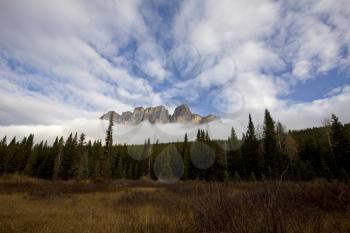 Castle Mountain Alberta Canada amongst the clouds
