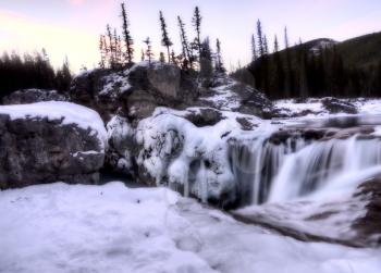 Elbow Falls Bragg Creek Alberta Canada in Winter