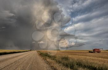 Prairie Road Storm Clouds Saskatchewan Canada field