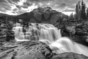 Athabasca Waterfall Alberta Canada river flow and blurred water