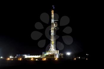 Night Shot Drilling Rig Potash Mine Saskatchewan Canada