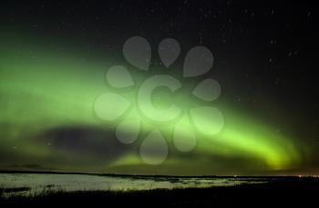 Northern Lights Saskatchewan Canada green color and shape