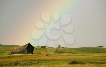 Rural Saskatchewan in summer with crops Canada rainbow