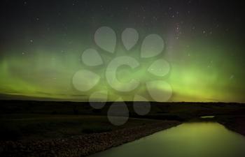 Northern Lights over Saskatchewan River night shot